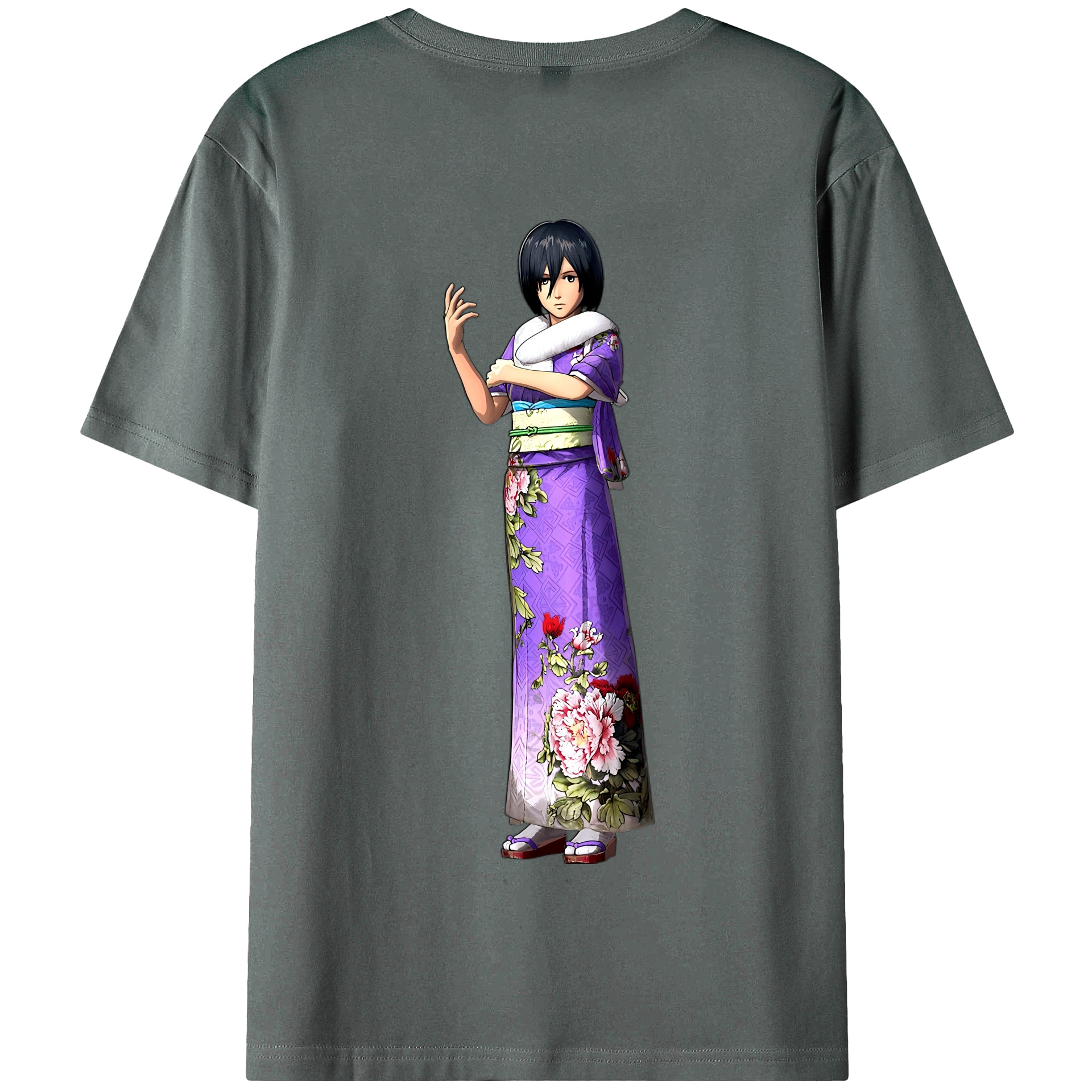 （画像用） 進撃の巨人 ミカサ·アッカーマン Attack on Titan Mikasa Ackerman 綿100％半袖Tシャツ（背面プリント）